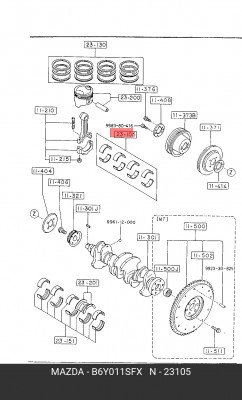 Вкладыши шатунные B6Y0-11-SFX MAZDA