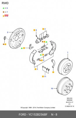 Комплект тормозных колодок YC152B256BF FORD
