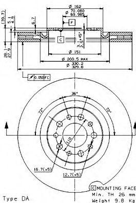 Тормозной диск 09.9365.10 BREMBO