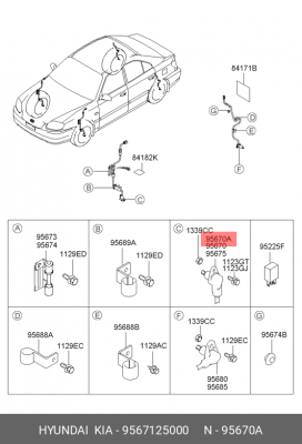 Датчик, частота вращения колеса 95671-25000 HYUNDAI KIA