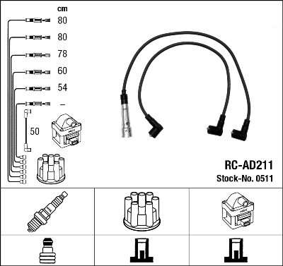 Ккомплект проводов зажигания RCAD211 NGK NTK
