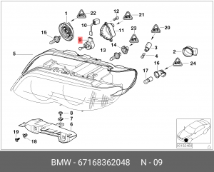Регулировочный элемент, регулировка угла наклона фар 67 16 8 362 048 BMW