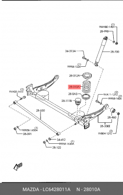 Пружина ходовой части LC6428011A MAZDA