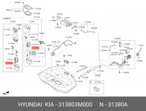 Регулятор давления подачи топлива 313803M000 HYUNDAI KIA