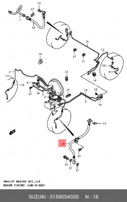 Шланг тормозной 51580-54G00 SUZUKI