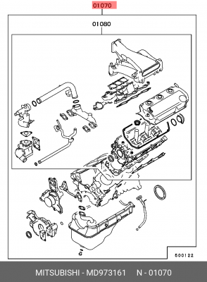 Комплект прокладок, двигатель MD973161 MITSUBISHI