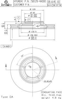 Тормозной диск 09.A145.10 BREMBO