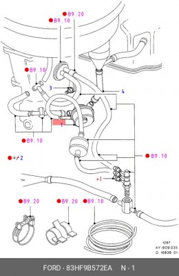 Клапан, циркулирующий воздух карбюратора 83HF9B572EA FORD