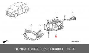 Противотуманная фара 33951S6A003 HONDA