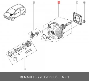 Усилитель тормозной системы 7701206806 RENAULT