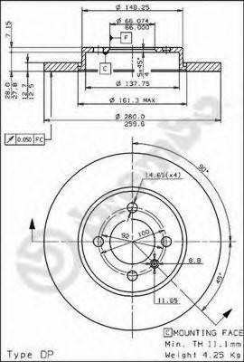 Тормозной диск 08.3068.10 BREMBO