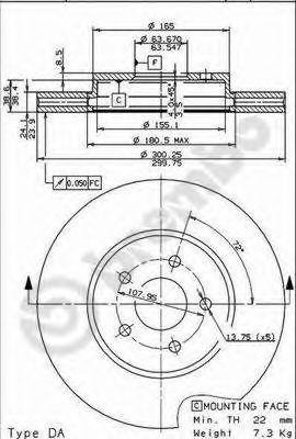 Тормозной диск 09.8665.10 BREMBO