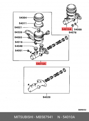 Главный тормозной цилиндр MB587941 MITSUBISHI