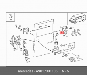 Замок двери A9017301135 MERCEDES BENZ