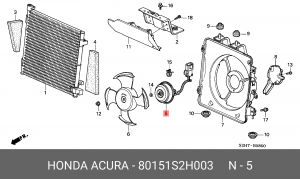 Вентилятор, конденсатор кондиционера 80151S2H003 HONDA