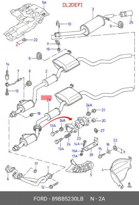 Резонатор - средняя часть системы ОГ 89BB5230LB FORD