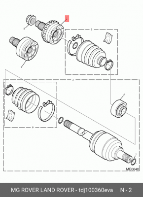 Шарнирный комплект, приводной вал TDJ100360EVA MG ROVER LAND ROVER