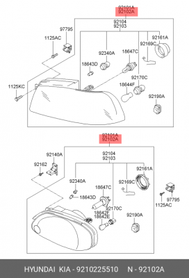 Основная фара 9210225510 HYUNDAI KIA