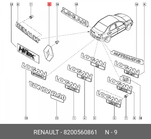Эмблема 8200560861 RENAULT