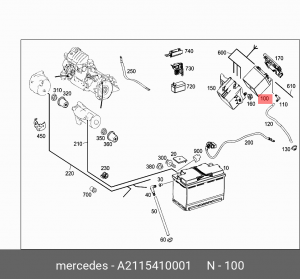 Батарея аккумуляторная A2115410001 MERCEDES BENZ