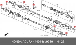Шарнирный комплект, приводной вал 44014SE0930 HONDA