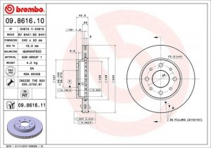 Тормозной диск 09.8616.10 BREMBO