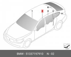 Стекло боковое 51 33 7 197 910 BMW