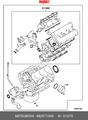 Комплект прокладок, двигатель MD971346 MITSUBISHI