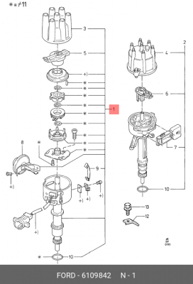 Распределитель зажигания 6 109 842 FORD