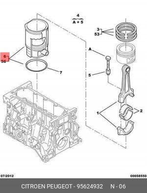Гильзы с поршнями и кольцами (комплект) 95624932 CITROEN PEUGEOT