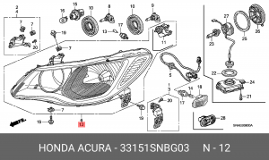 Фара головного света 33151SNBG03 HONDA