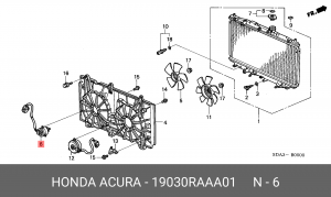 Вентилятор, охлаждение двигателя 19030RAAA01 HONDA