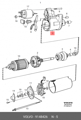 Подшипник со стороны привода, стартер 9148426 VOLVO