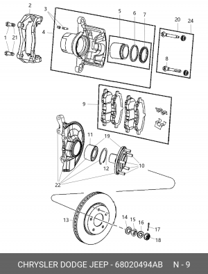 Комплект тормозных колодок, диско 68020494AB CHRYSLER