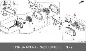 Наружное зеркало 76200SM4G05 HONDA