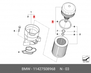 Крышка корпуса масляного фильтра 11 42 7 508 968 BMW