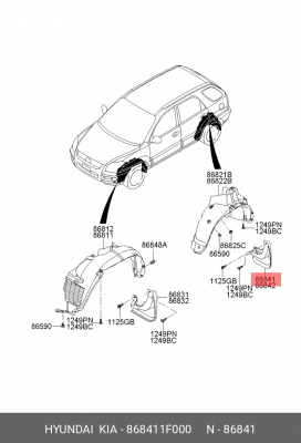 Брызговик 868411F000 HYUNDAI KIA
