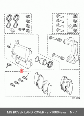 Комплект тормозных колодок, диско SFK10004EVA MG ROVER LAND ROVER
