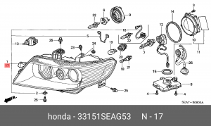 Фара головного света 33151SEAG53 HONDA