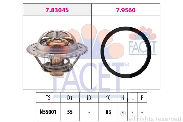 Термостат, охлаждающая жидкость 7.8304 FACET