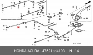 Трос, стояночная тормозная система 47521SD4103 HONDA