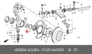 Комплект подшипника ступицы колеса 91051SB0003 HONDA