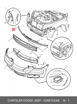 Облицовка передка 5288 792AB CHRYSLER