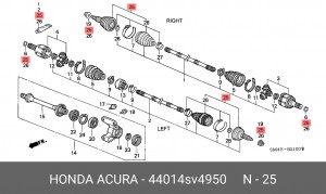 Шарнирный комплект, приводной вал 44014SV4950 HONDA