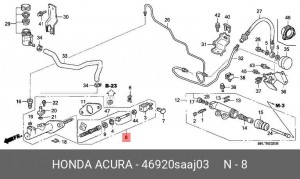 Главный цилиндр, система сцепления 46920SAAJ03 HONDA
