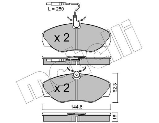 Комплект тормозных колодок, диско 22-0338-1 METELLI
