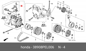 Жгут проводов компрессора кондиционера 38908PEL006 HONDA