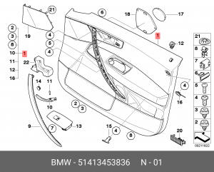 Обшивка двери 51 41 3 453 836 BMW
