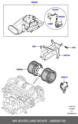 Электродвигатель, вентиляция салона JNB000130 LAND ROVER