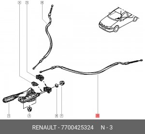 Трос, стояночная тормозная система 7700425324 RENAULT